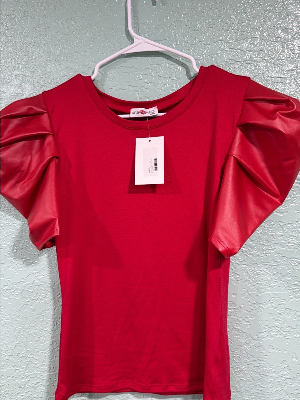 Red Dress Boutique Red Puff Sleeve Faux-Leather Top